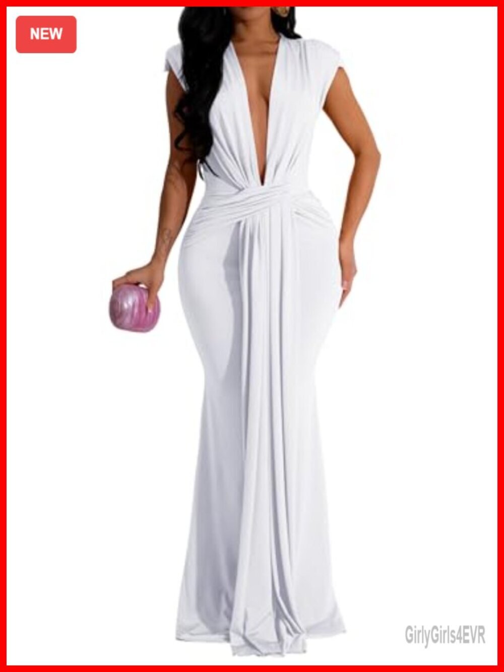 Sleeveless Deep V Neck Bodycon Maxi Dress Party Evening Gown